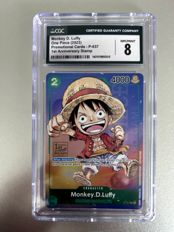 One Piece Card Monkey D. Luffy P-037 1ST Anniversary - CGC 8.0 - Image 1