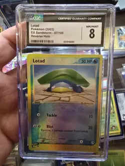 Lotad 66/100 Reverse Holo EX Sandstorm 2003 Pokemon Card Graded CGC 8 NM/Mint - Image 1