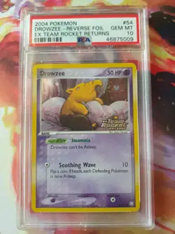 2004 Pokemon EX Team Rocket Returns Drowzee Reverse Foil 54/109 PSA 10 Gem Mint - Image 1