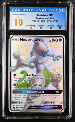 CGC PERFECT 10 POP 8 - Mewtwo GX SV59/SV94 - Pokemon Hidden Fates English - Image 1