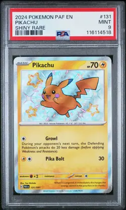 Pikachu Shiny Rare Pokemon Paf En-Paldean Fates 131 NM PSA 9 - Image 1