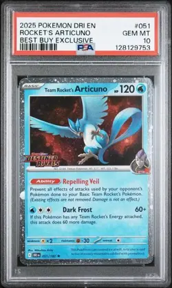 2025 Pokemon TCG Rocket's Articuno #051 Best Buy Exclusive PSA 10 - Image 1