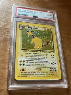 Ampharos 1/64 Rare Holo 2001 Pokemon Neo Revelation PSA 6 EX-MT SWIRL - Image 1
