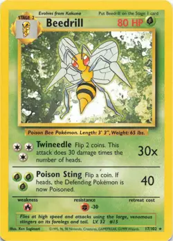 Pokemon - Beedrill #017/102 - Base Set Rare - Image 1