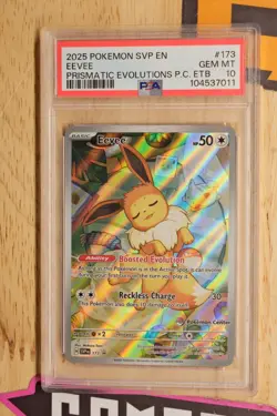 2025 POKEMON SVP PRISMATIC EVOLUTIONS POKEMON CENTER ETB PROMO #173 EEVEE PSA 10 - Image 1