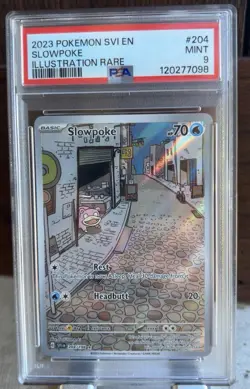 Slowpoke 204/198 PSA 9 2023 Pokemon Scarlet Violet Base Set en Illustration Rare - Image 1
