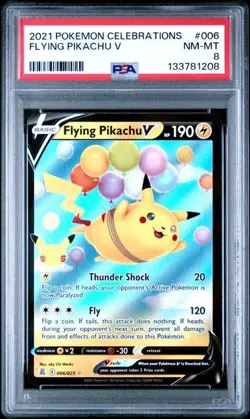 2021 POKEMON CELEBRATIONS #006 FLYING PIKACHU V PSA 8 - Image 1