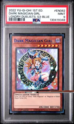 BLUE - ULTRA RARE - YUGIOH! ENGLISH DARK MAGICIAN GIRL 1ST EDITION EN082 - PSA 9 - Image 1