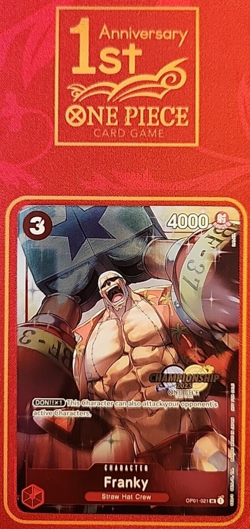 FRANKY OP01-021 2023 CHAMPIONSHIP STAMP, 2024 ONE PIECE CARD GAME - Image 1