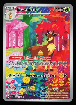 Sawsbuck 166/162 Illustration Rare Temporal Forces Pokemon Card - Image 1