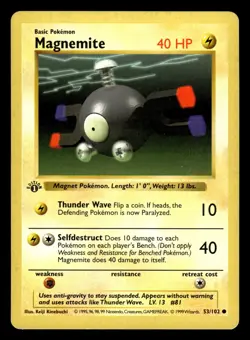 Magnemite 53/102 1st Edition Shadowless Base Set Pokemon Card - Image 1