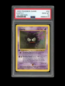 Pokemon PSA 10 GEM MINT Gastly 1st Edition Base Set Shadowless 1999 Card 50/102 - Image 1