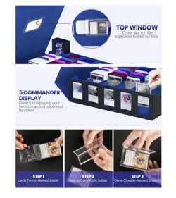 5 Row Trading Card Storage Box Deck Case Commander Display MTG TIG Magic Cards - Image 3