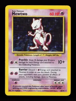 Mewtwo 010/102 Holo Rare Base Set Pokemon Card - Image 1