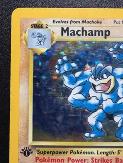 1st Edition Machamp 8/102 Base Set Pokemon Card Holo Foil Rare HP - Image 3