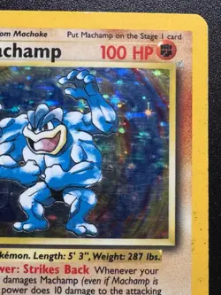 1st Edition Machamp 8/102 Base Set Pokemon Card Holo Foil Rare HP - Image 4