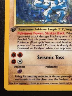 1st Edition Machamp 8/102 Base Set Pokemon Card Holo Foil Rare HP - Image 5