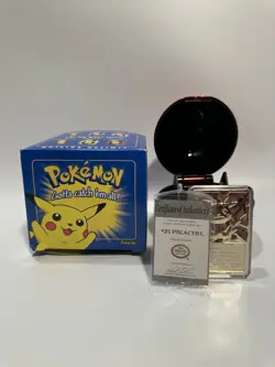 Burger King Pokemon 1999 Pikachu 23k Gold Plated Card Sealed In Pokeball - Image 1
