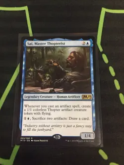 MTG Magic The Gathering Sai, Master Thopterist M19 Rare Blue Legendary Thopter - Image 1