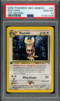 PSA 10 Noctowl 42/111 Neo Genesis 1st Edition 2000 Pokemon - Image 1