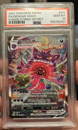 2021 Pokemon Full Art Gengar VMAX Fusion Strike Secret #271 PSA 10 - Image 3