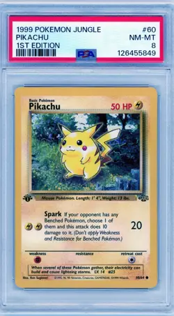 1999 POKEMON PIKACHU 1ST EDITION PSA 8 non-holo JUNGLE #60/64 - Image 1