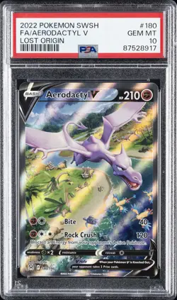 2022 POKEMON SWORD & SHIELD LOST ORIGIN #180 FULL ART/AERODACTYL V PSA 10 - Image 1