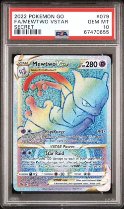 2022 MEWTWO VSTAR 079/078 SECRET FULL ART POKEMON GO PSA 10 - Image 1