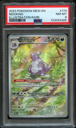 Pokemon Nidoking 151 MEW EN Illustration Rare #174 PSA 8 Near Mint - Image 1