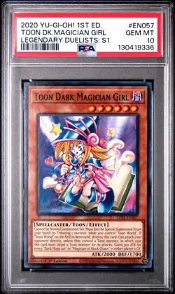 YUGIOH PSA 10 Toon Dark Magician Girl Legendary Duelists 1st Ed. #EN057 PSA 10 - Image 1