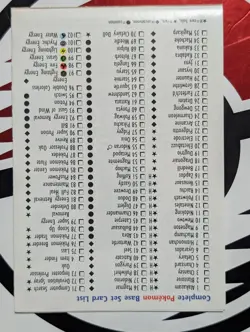 Vintage Pokemon Trading Card Game Card Lists Insert Excellent Condition 1999 - Image 2