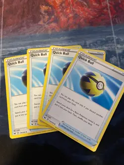 Pokemon Quick Ball x4 Playset Trainer Card 179/202 Sword Shield Base Set - Image 1