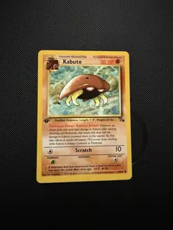 Pokemon TCG Kabuto Fossil 1st Edition Common Card 50/62 NM Condition - Image 1