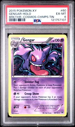 2015 POKEMON XY BREAKTHROUGH #60 GENGAR-HOLO COSMOS-CHAMPIONS TIN PSA 6 - Image 1