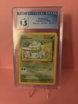 Bulbasaur Non-Holo Base Set Unlimited 44 CGC 9.5 now CGC 10 GEM MINT Pokemon TCG - Image 1