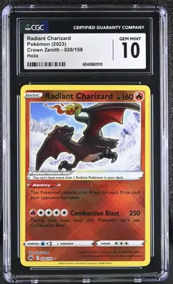2023 POKEMON CROWN ZENITH HOLO #020 RADIANT CHARIZARD CGC 10 GEM MINT - Image 1