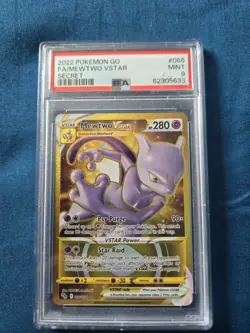 2022 Pokemon Go Mewtwo VSTAR 086/078 Gold Secret Full Art PSA 9 - Image 1