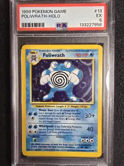 POLIWRATH 1999 Pokemon Base Unlimited Holo 13/102 - PSA 5 - Image 1