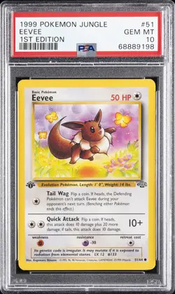1999 POKEMON JUNGLE 1ST ED #51 EEVEE PSA 10 - Image 1