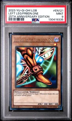 PSA 9 YUGIOH Left Leg Forbidden One LOB-EN121 Ultra Rare Holo 25th Anniversary! - Image 1