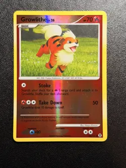 Pokemon Card Growlithe 63/111 Reverse Holo Platinum Rising Rivals NM to LP - Image 1