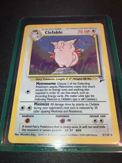 Pokemon TCG Clefable Holo Rare Card 5/130 Base Set 2 NM Condition - Image 1