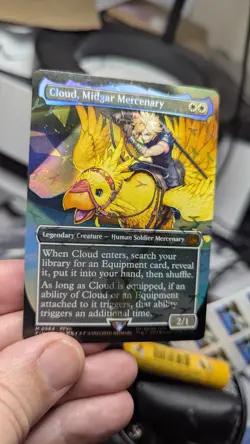 1x Cloud Midgar Mercenary Borderless Chocobo Track Foil NM Final Fantasy MTG x1 - Image 1
