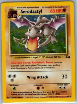 Aerodactyl 1/62 Holo Fossil - Pokemon Card - LP - Image 1
