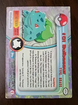 DMG! Pokemon TOPPS Series 1 TV Animation Edition Bulbasaur #01 Blue Logo - Image 2
