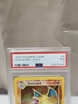 1999 Pokemon Game Charizard #4 BASE SET PSA 7 HOLO - Image 2