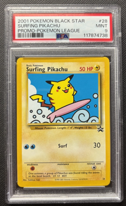 Surfing Pikachu Black Star Promo 28 Pokemon League 2001 PSA 9 - Image 1