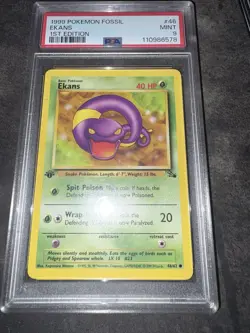 1999 POKEMON FOSSIL 1ST EDITION #46 EKANS Vintage Graded Card PSA 9 MINT - Image 2