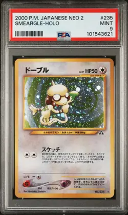 PSA 9 MINT Smeargle Japanese Neo 2 Discovery 235 Holo Pokemon Card - Image 1
