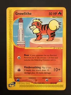GROWLITHE - 80/147 - Aquapolis - Common - Pokemon Card - LP+ Vintage E-Reader - Image 1